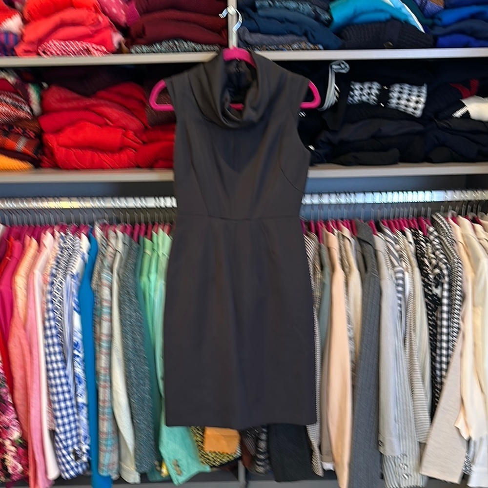 Zara black sleeveless cowl neck exposed back zipper dress size S